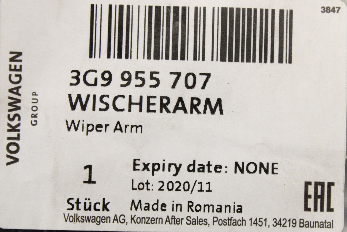 VW Passat B8 Estate 2015-23 wiper arm (rear) 3G9955707