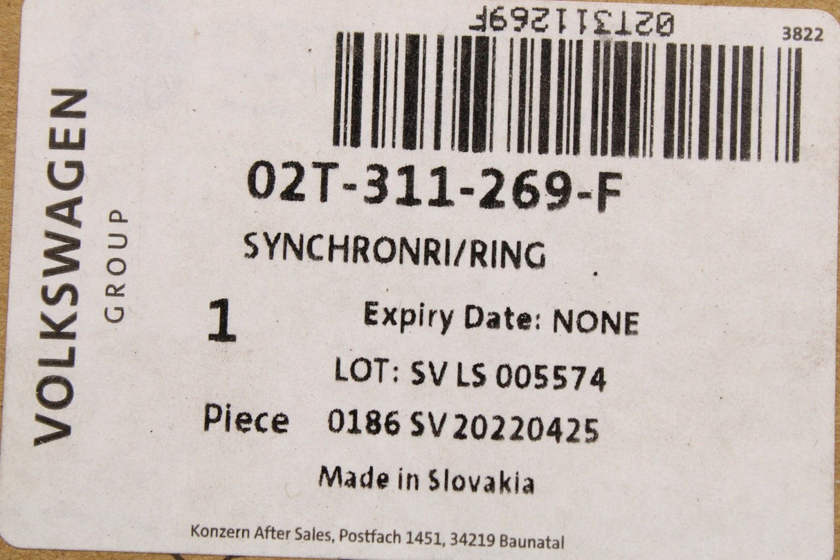 VW Audi Skoda SEAT 5 speed manual synchronizer gear (3/4) 02T311269F