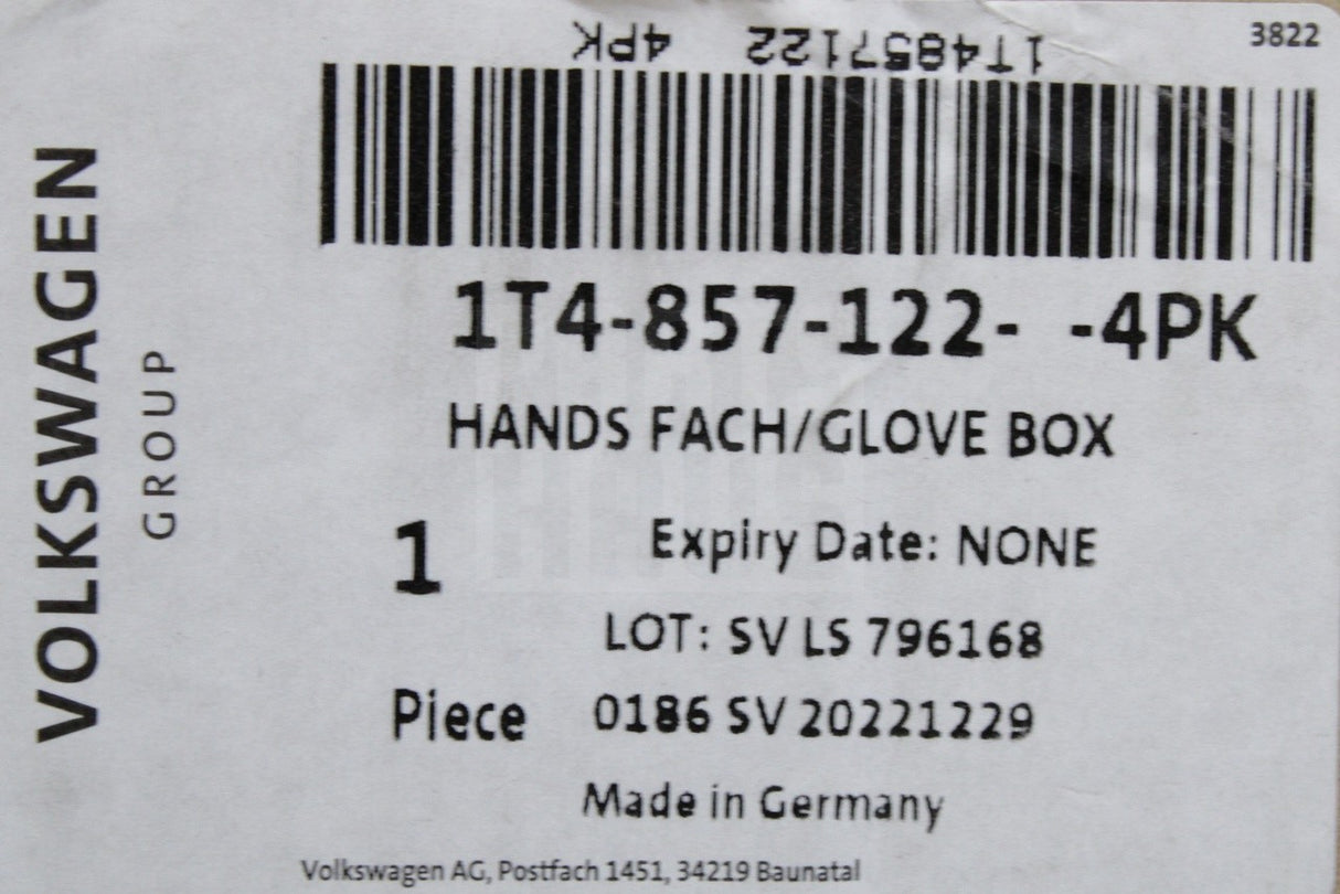 VW ID.Buzz 2022-on glovebox compartment 1T4857122 4PK