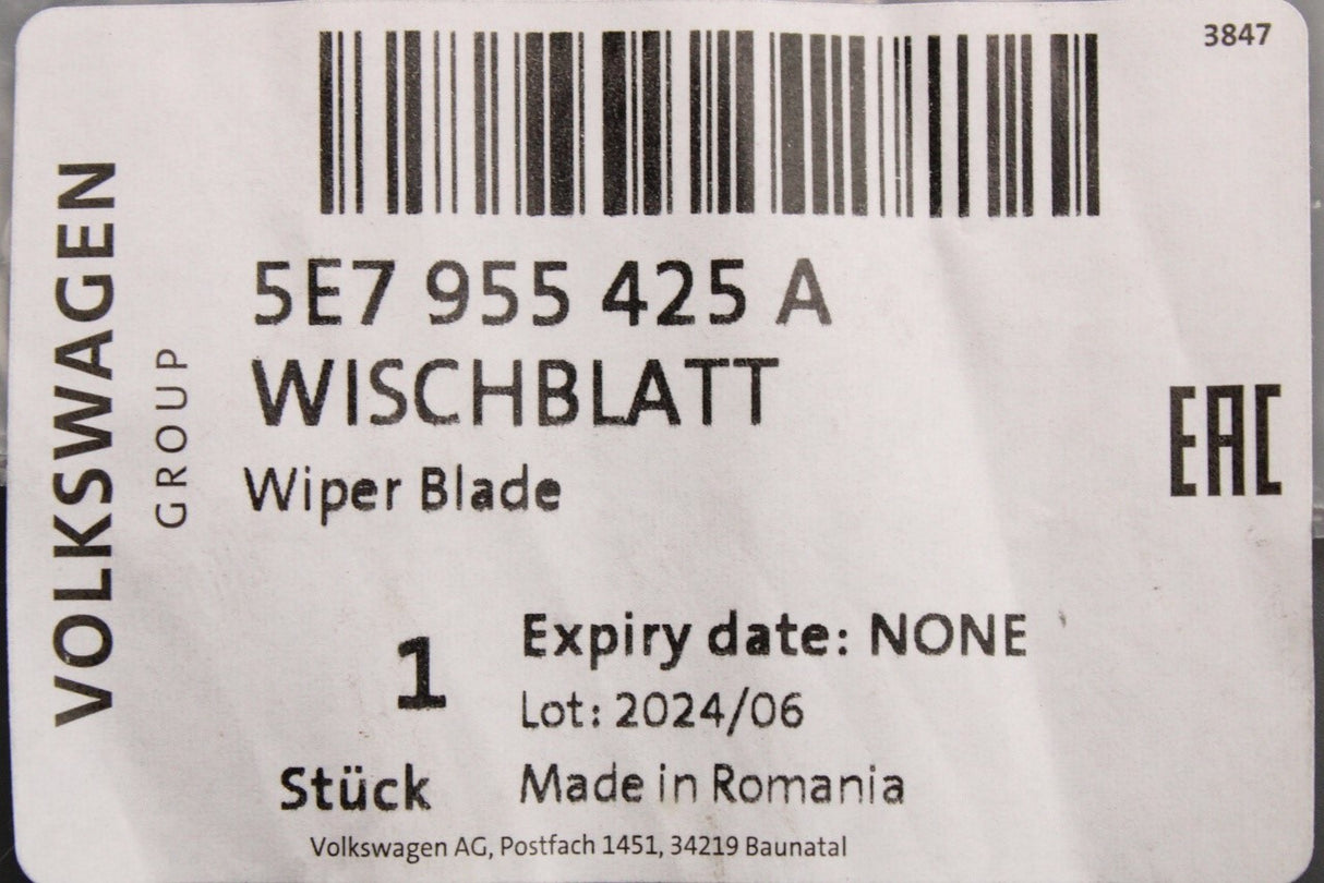 Skoda Octavia Estate 2020-on wiper blade (rear) 5E7955425A