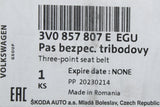 Skoda Superb 2015-on centre rear seat belt in beige 3V0857807E EGU