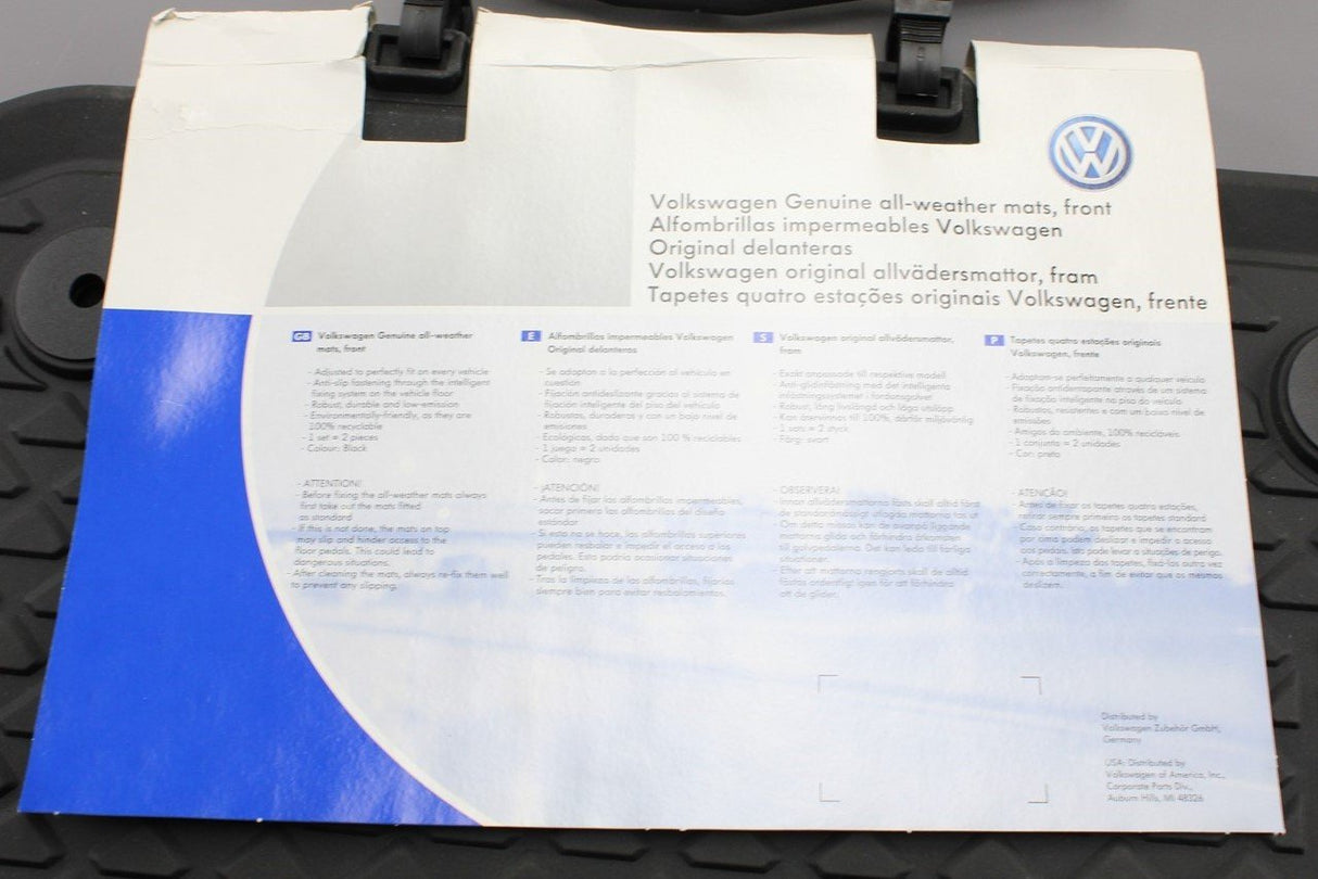 VW Touran 2016-on front rubber floor mats RHD 5QC061502 82V