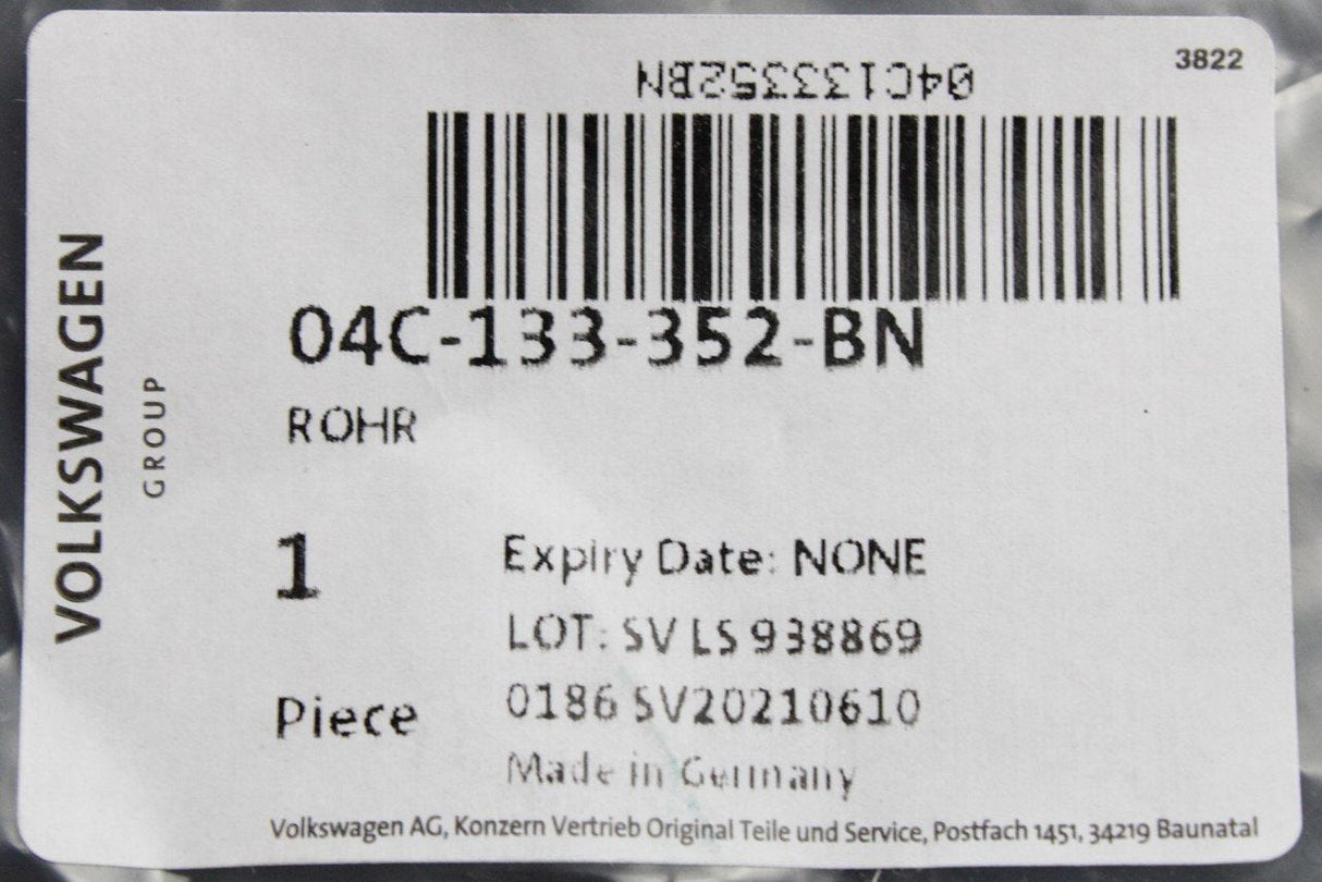 VW Audi Skoda SEAT 1.0 TSI intake system vacuum pipe 04C133352BN