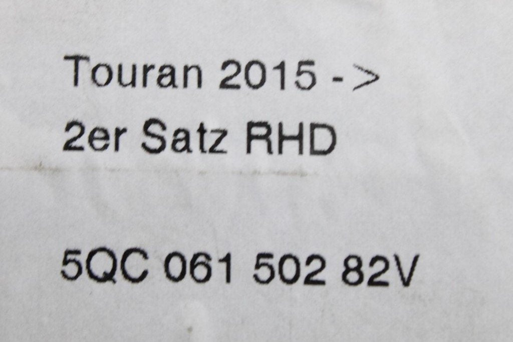 VW Touran 2016-on front rubber floor mats RHD 5QC061502 82V