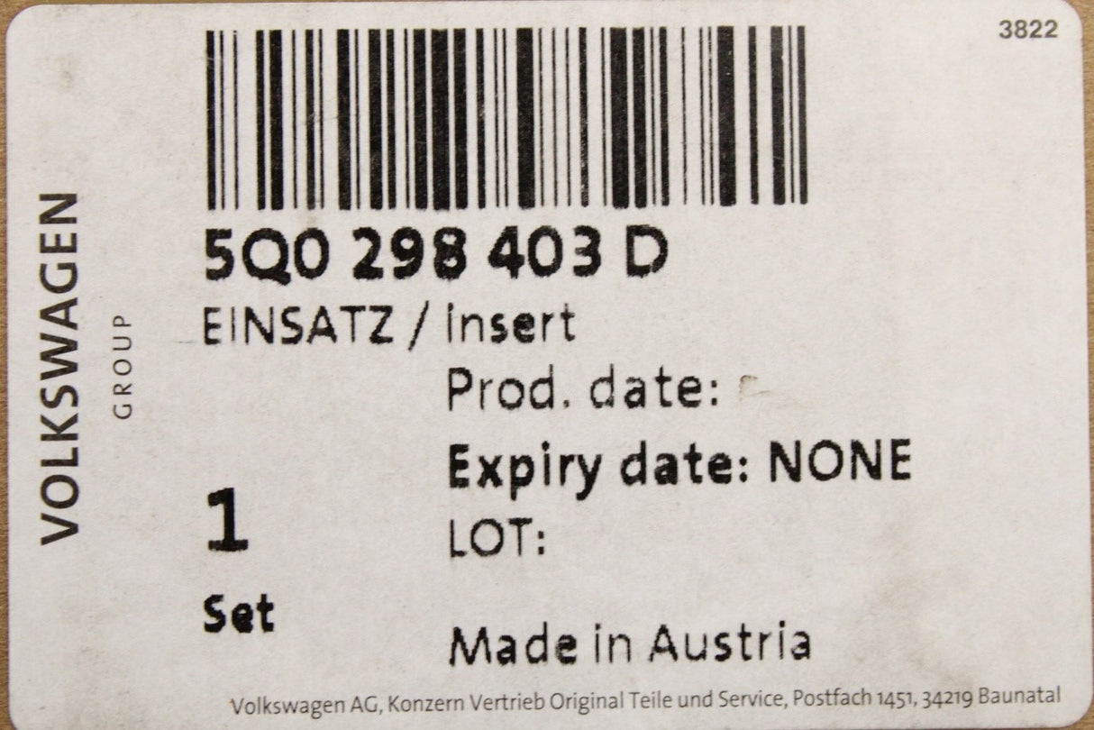 VW Golf Audi Skoda air-con dryer insert with att. parts 5Q0298403D