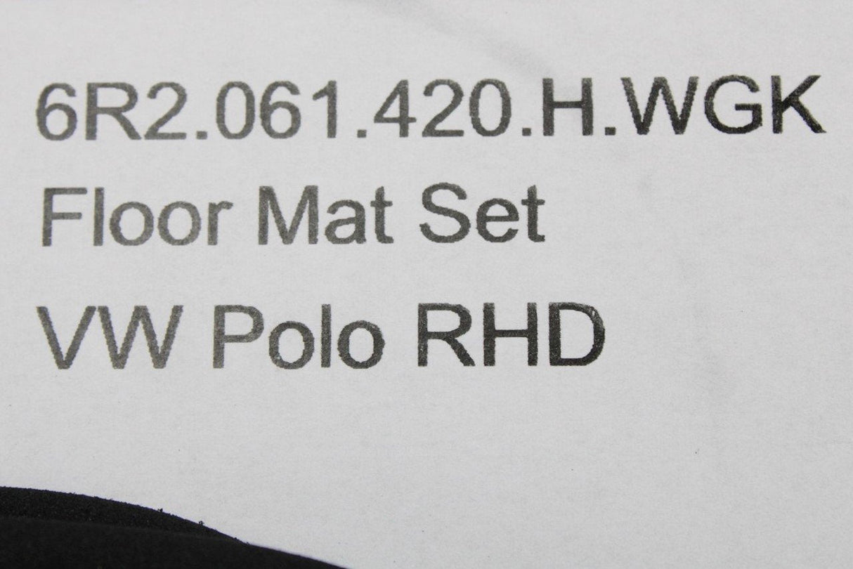 VW Polo 6R 6C 2010-17 front & rear carpet floor mats RHD 6R2061420H WGK