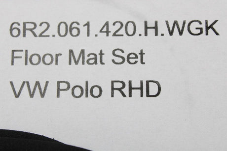 VW Polo 6R 6C 2010-17 front & rear carpet floor mats RHD 6R2061420H WGK
