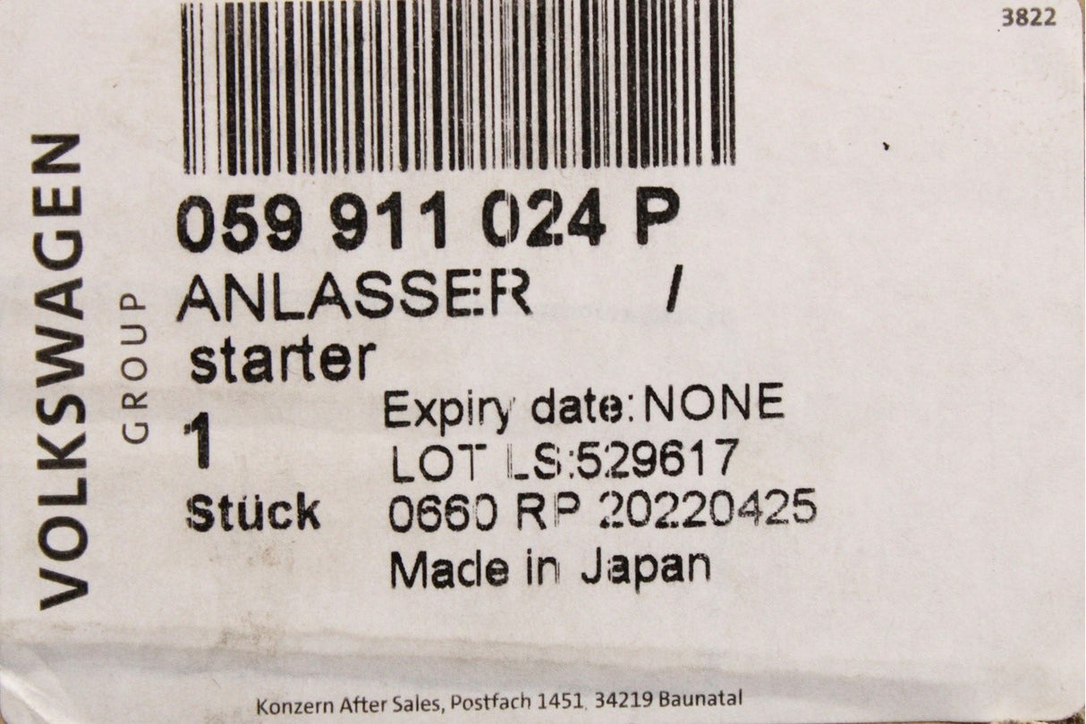 Audi A6 S6 13-18 A7 A8 S8 10-17 3.0 4.2 starter motor (TDI) 059911024P
