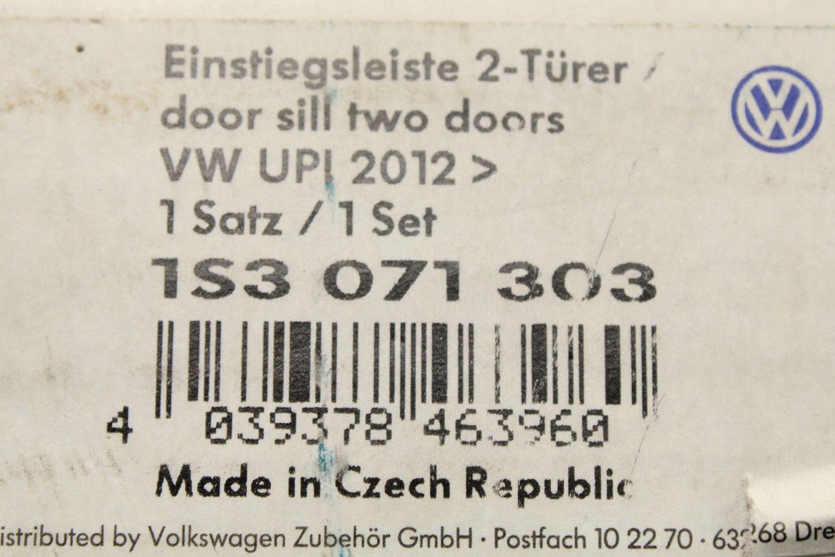 VW up! 12-on e-up! 20-on door sill protector strips (3-door) 1S3071303