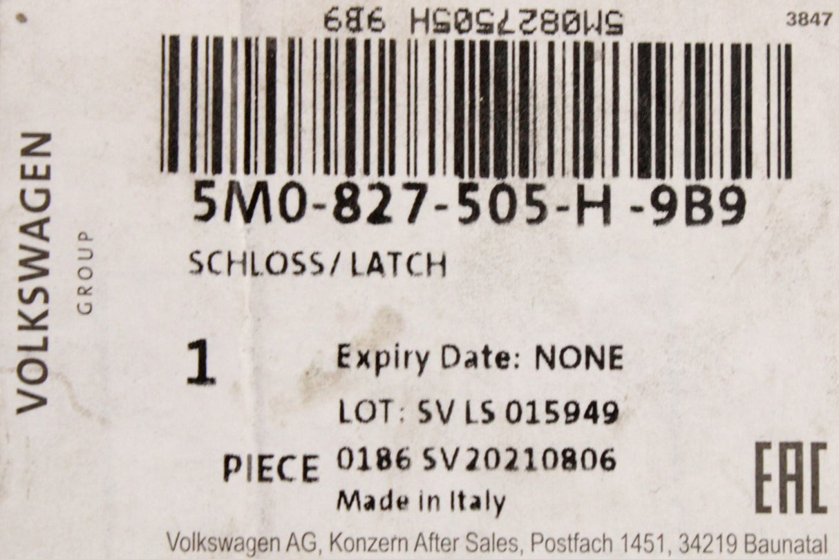 VW Golf MK5 Estate Tiguan 5N rear boot lid lock latch 5M0827505H 9B9