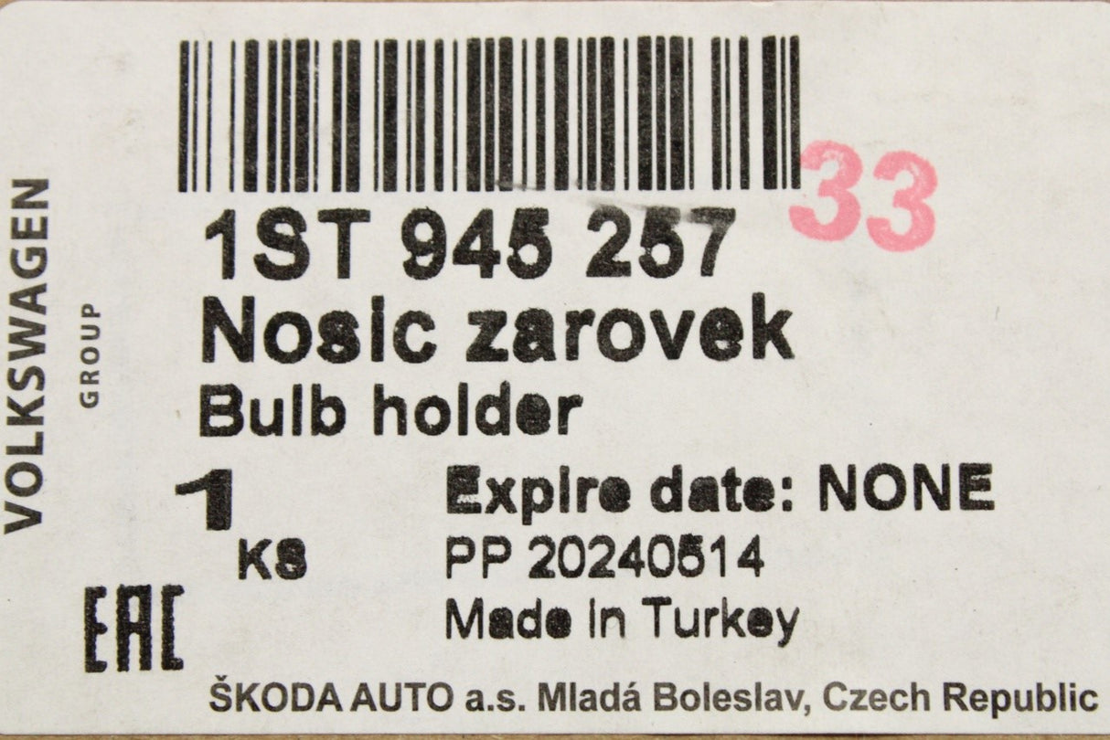 Skoda Citigo 12-20 E-Citigo rear tail light bulb holder (left) 1ST945257