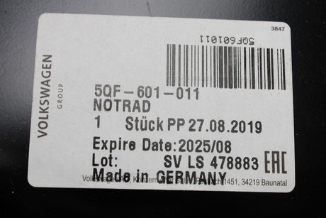VW Tiguan SEAT Tarraco 2016-On spare wheel and tyre (18"x4J) 5QF601011