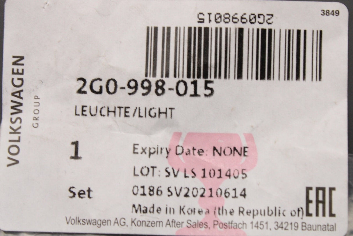 VW Polo T-Roc Skoda Fabia 2018-on interior LED reading lights 2G0998015