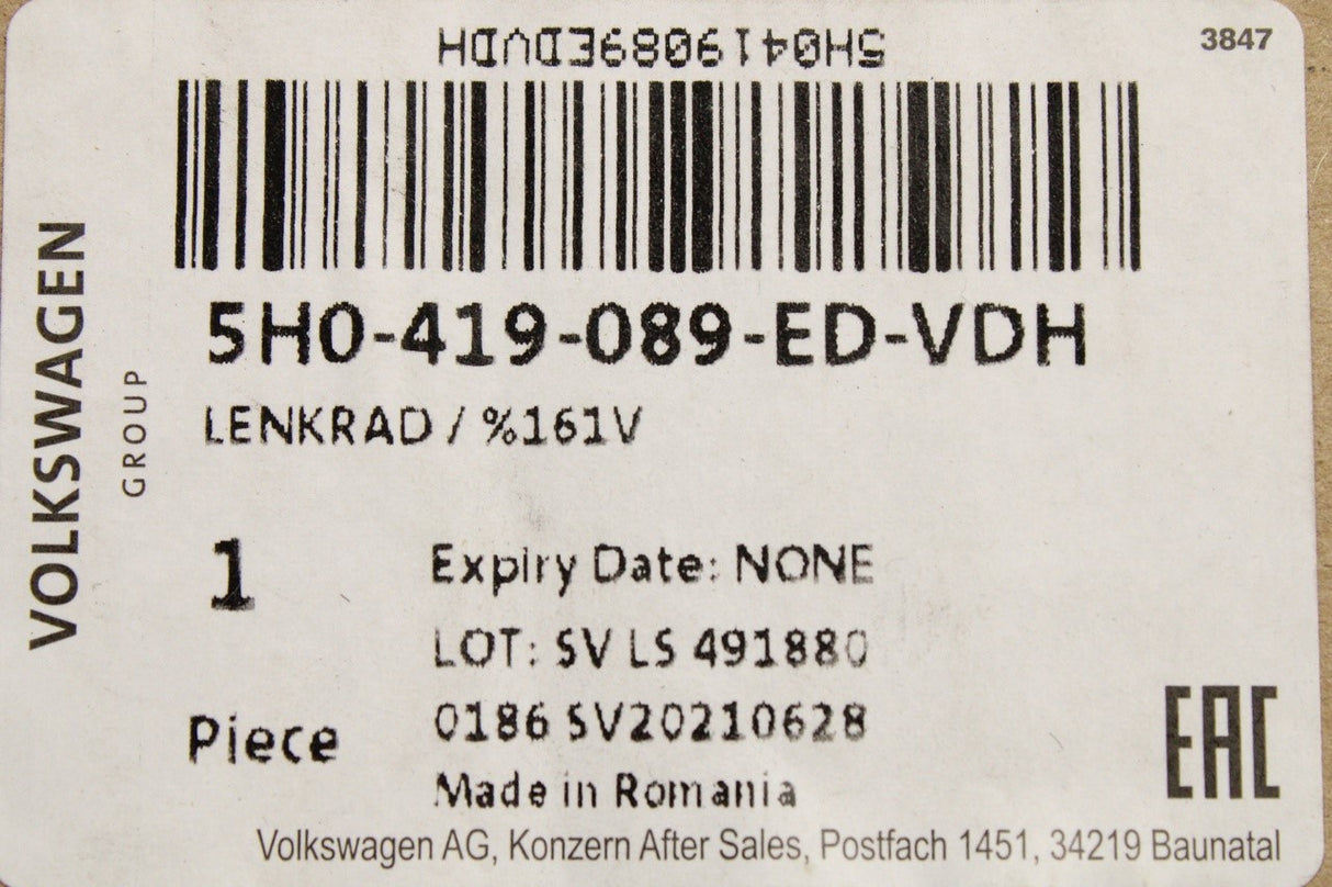 VW Golf MK8 2020-on Tiguan multifunction steering wheel 5H0419089ED VDH