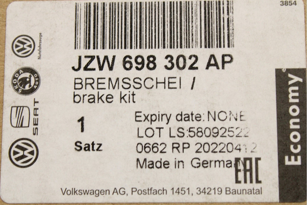 VW Golf MK7 Seat Leon brake discs and pads kit (front) JZW698302AP