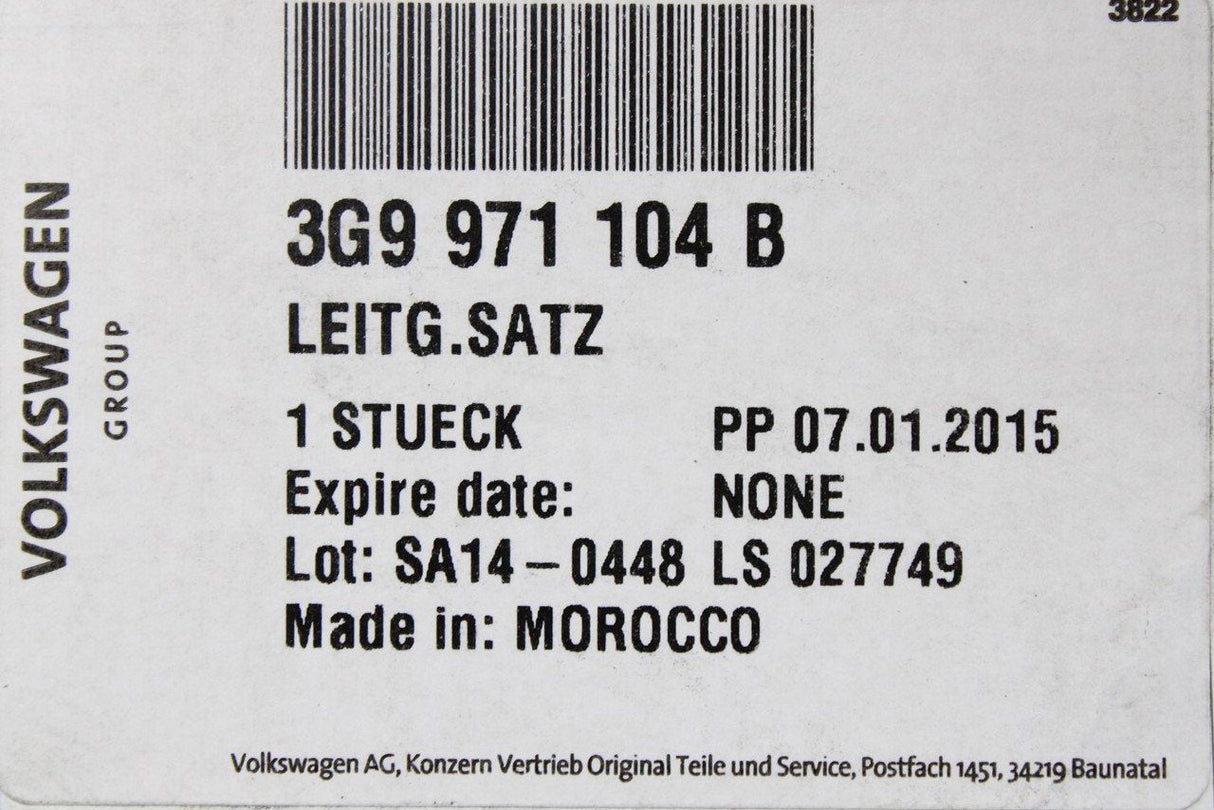 VW Passat Estate B8 2015-2021 rear bumper wiring loom harness 3G9971104B
