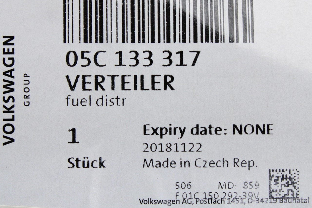 VW Polo SEAT Ibiza 2018-on 1.0 3-cylinder injector fuel rail 05C133317