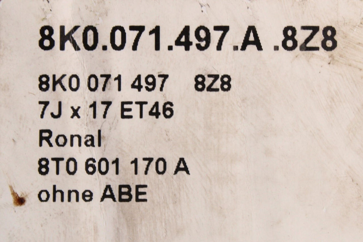 Audi A4 B8 2008-15 accessory 17" alloy wheels set (x4) 8K0071497A 8Z8