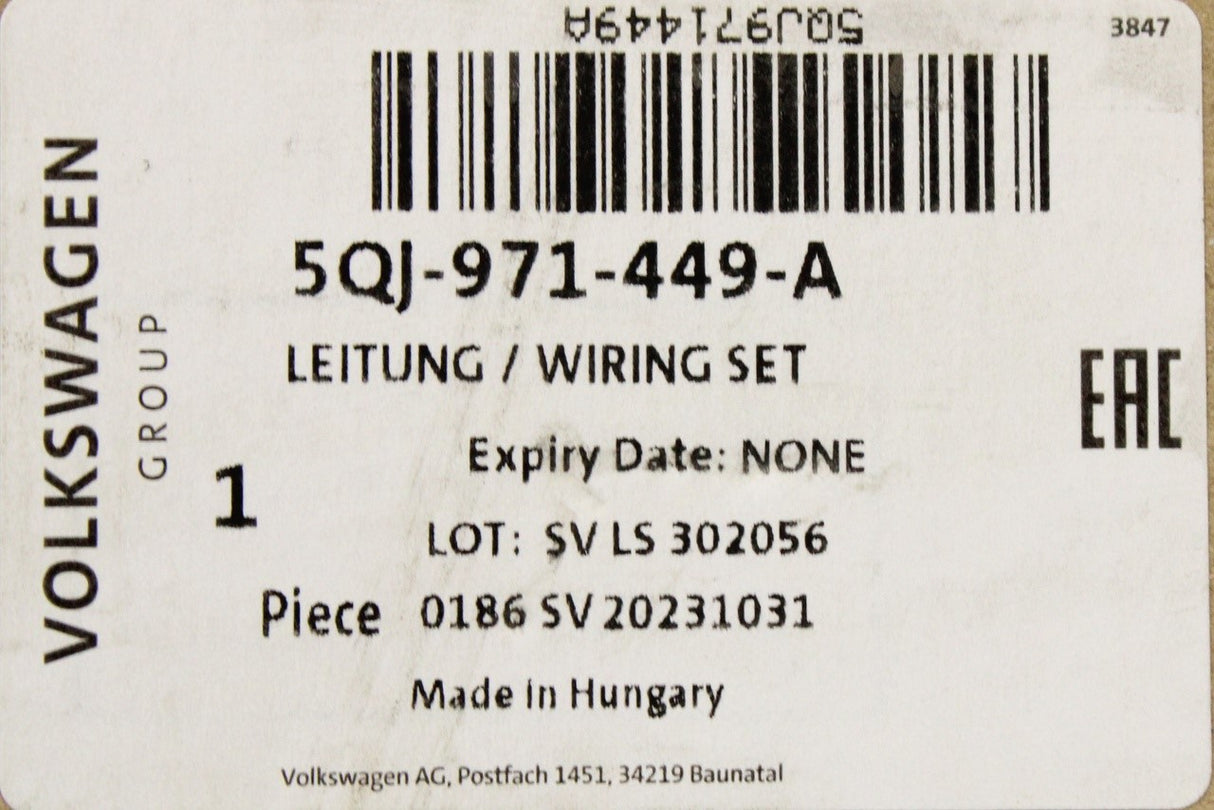 Audi Q3 SEAT Tarraco A/C compressor wiring harness 5QJ971449A