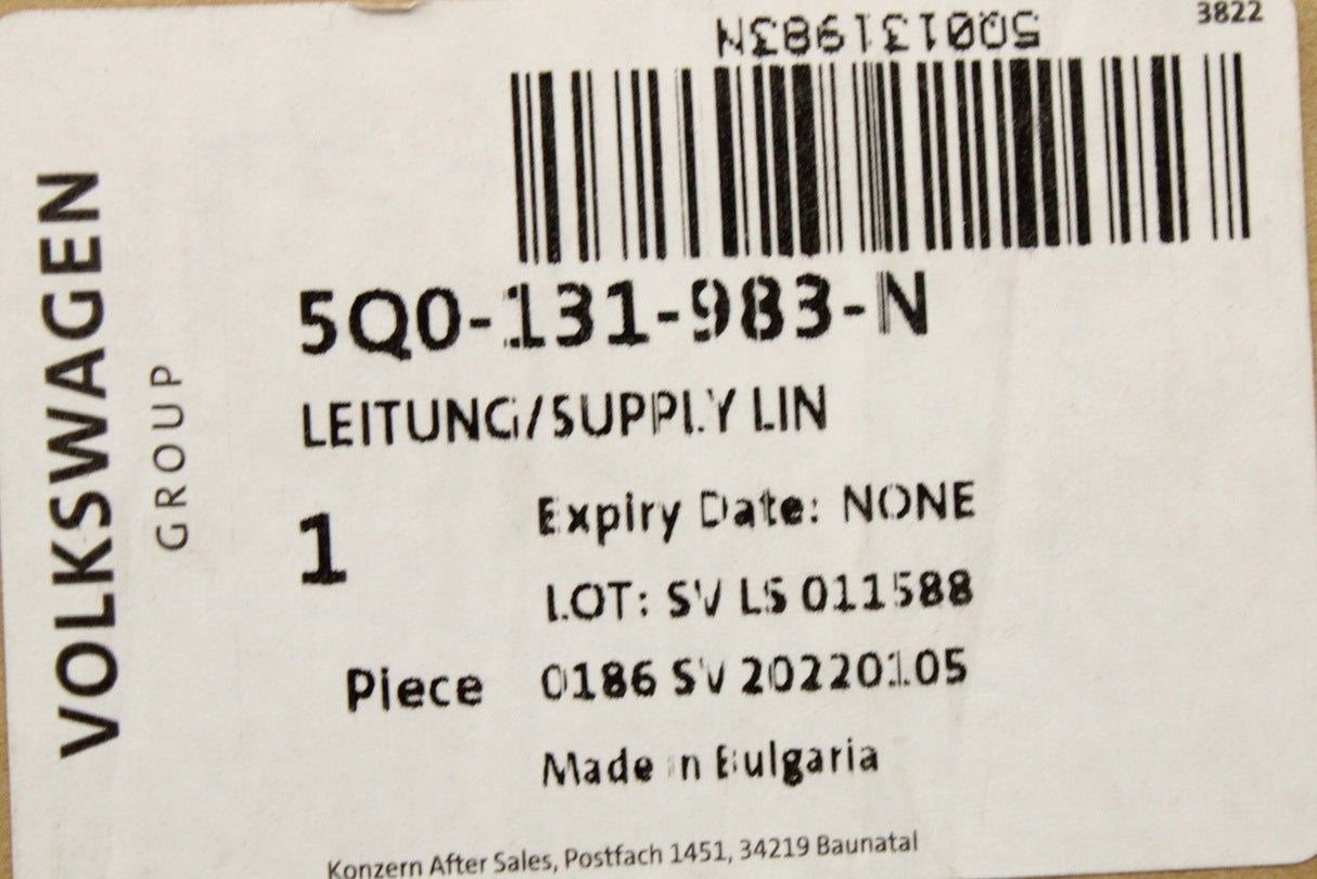 VW Golf MK7.5 Skoda Octavia 17-20 adblue supply/delivery line 5Q0131983N