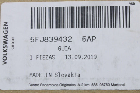 SEAT Tarraco 2019-On rear door window guide seal (right) 5FJ839432 5AP