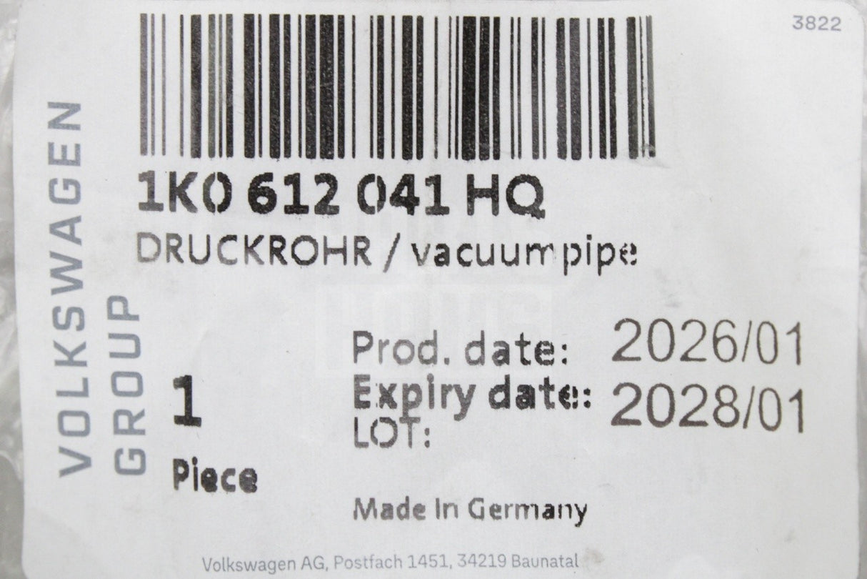 VW Golf MK6 Skoda SEAT 1.6 2.0 TDI vacuum pipe with valve 1K0612041HQ