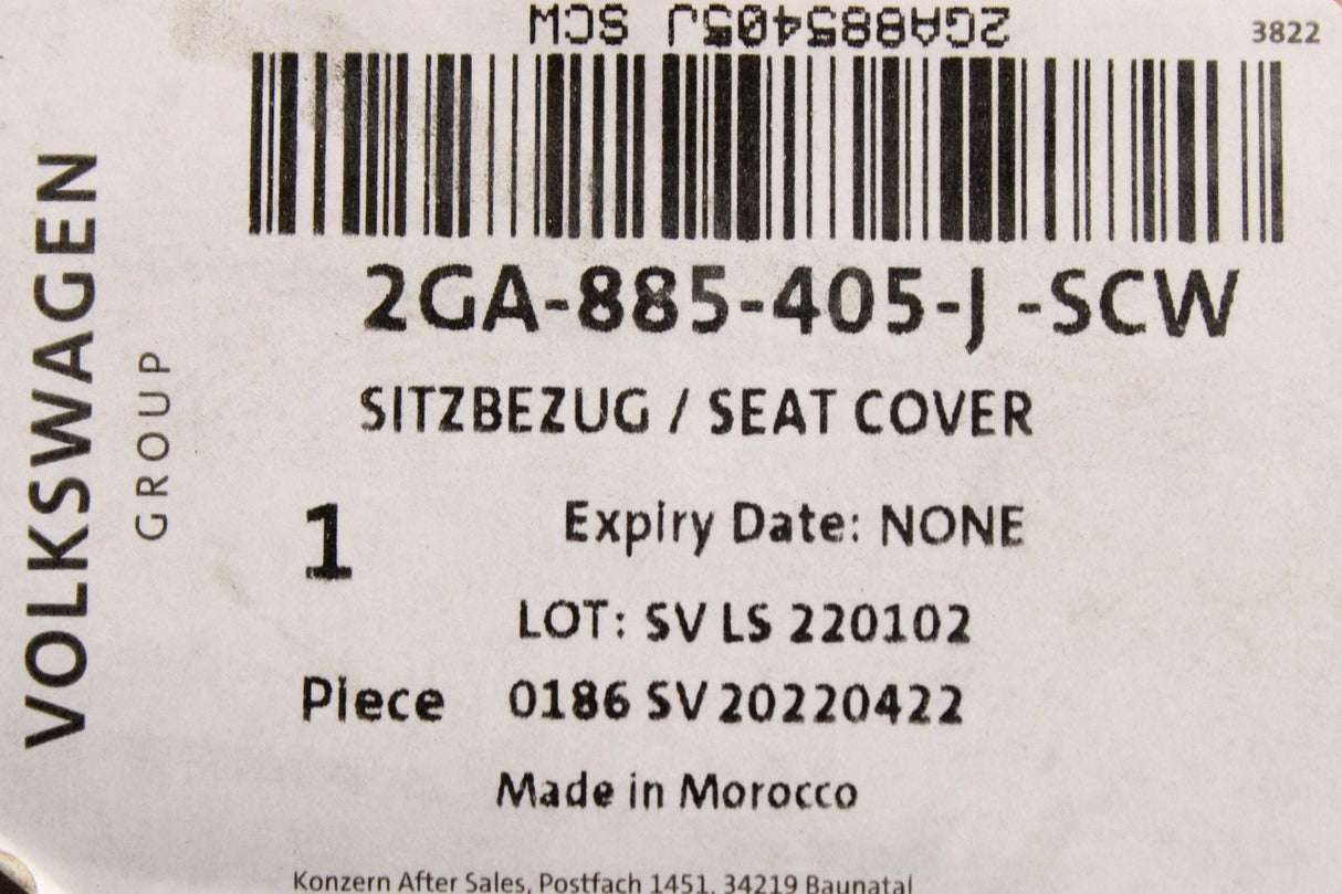 VW T-Roc 2018-on rear seat bench fabric cover 2GA885405J SCW