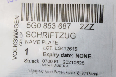 VW Golf MK7 7.5 13-20 boot lid lettering badge (chrome) 5G0853687 2ZZ
