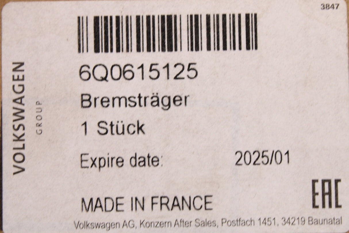 VW Polo 9N Skoda Fabia SEAT front brake caliper carrier (left) 6Q0615125