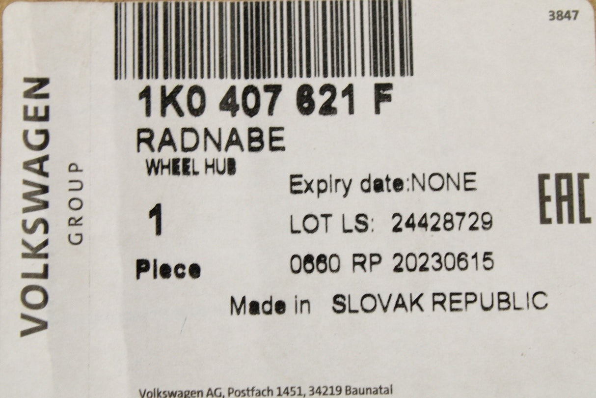 Skoda Yeti 2014-2018 wheel hub bearing (front) 1K0407621F