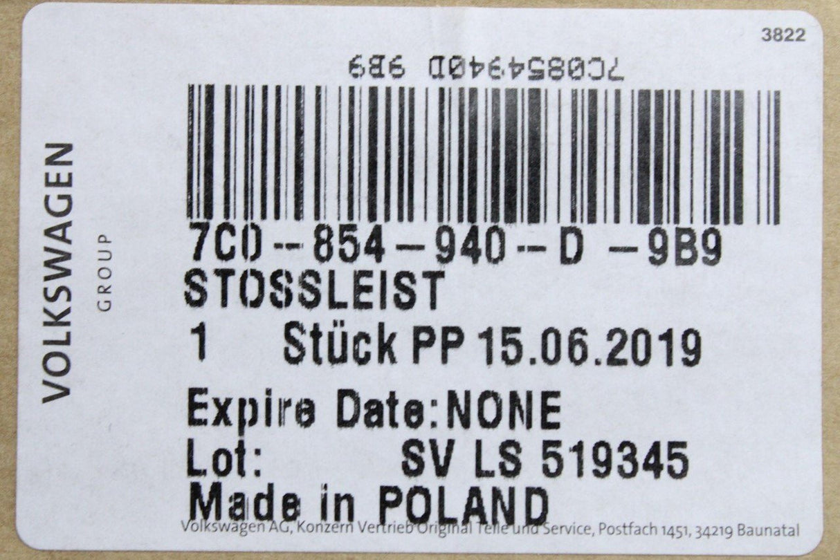 VW Crafter 2017-on front lower door trim strip (right) 7C0854940D 9B9
