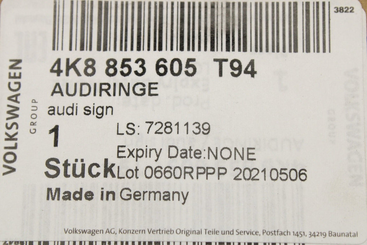Audi RS6 RS7 2020-on gloss black audi rings emblem (front) 4K8853605 T94