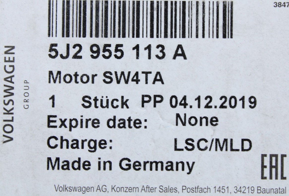 Skoda Fabia 5J Roomster front windscreen wiper motor RHD 5J2955113A