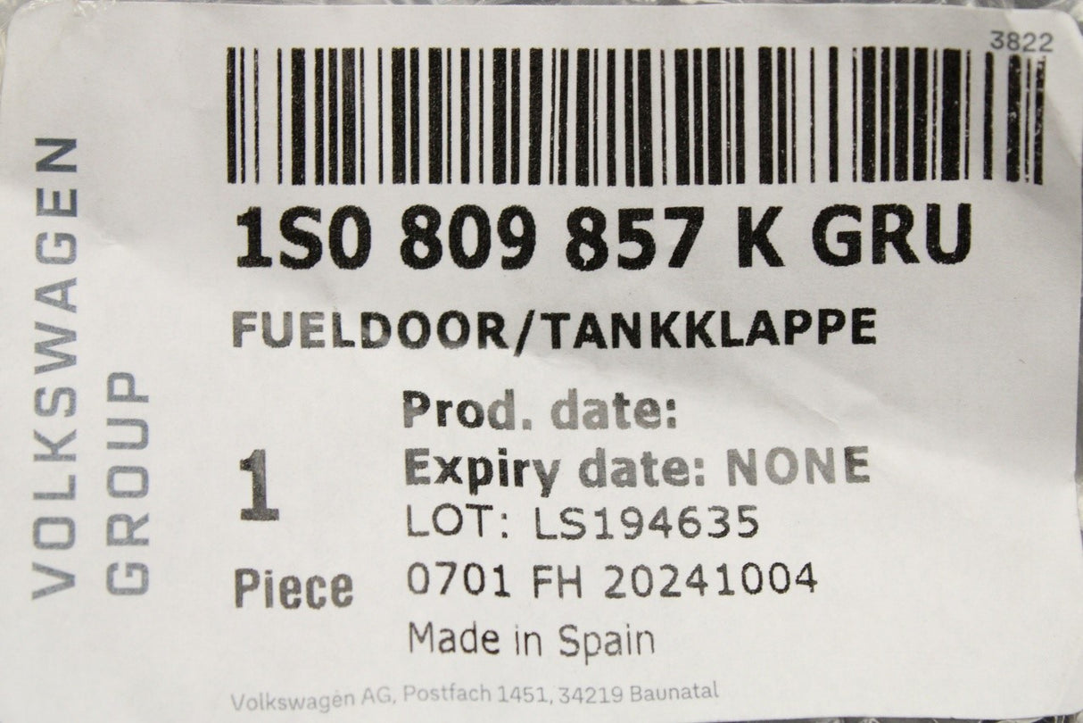 VW Up Skoda Citigo SEAT fuel filler flap door (primed) 1S0809857K GRU