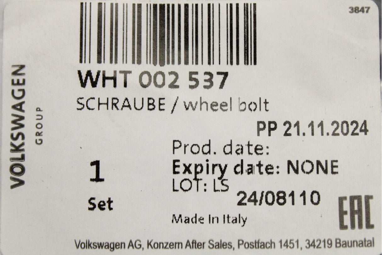 VW ID.3 20-on ID.4 ID.5 ID.7 anti-theft locking wheel bolt set WHT002537