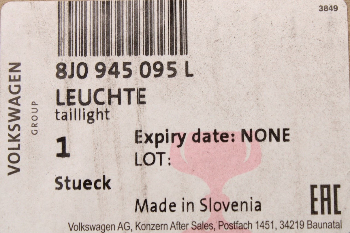 Audi TT TTS 2007-14 TTRS 2010-14 rear tail light (left) 8J0945095L