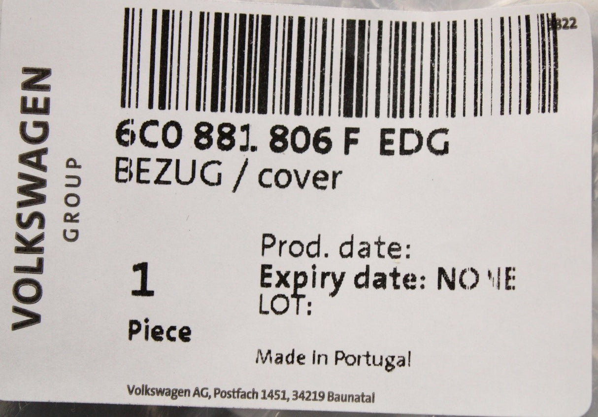VW Polo 6C 2015-2018 seat backrest cover (front right) 6C0881806F EDG