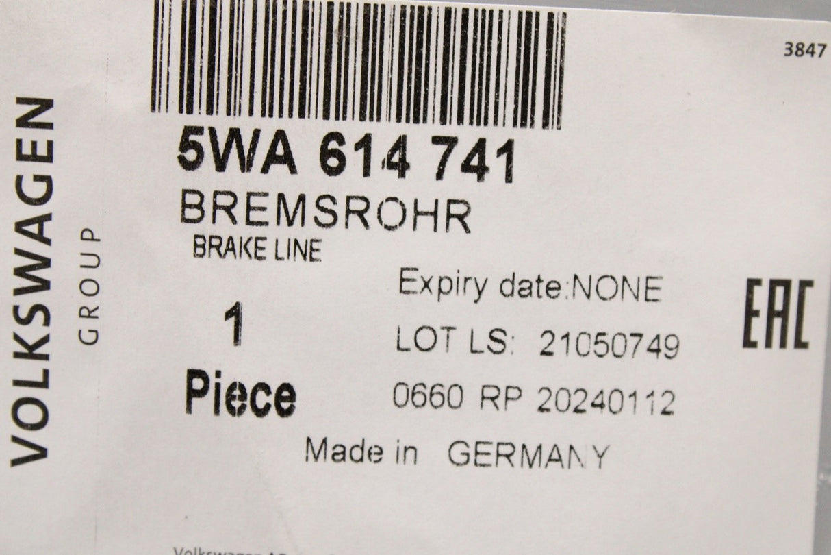 VW Golf MK8 Audi A3 Skoda Octavia 2020-on rear left brake line 5WA614741