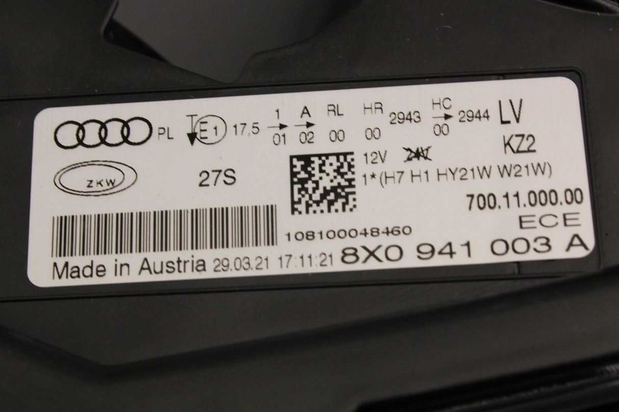 Audi A1 2011-14 RHD halogen headlight (left) 8X0941003A