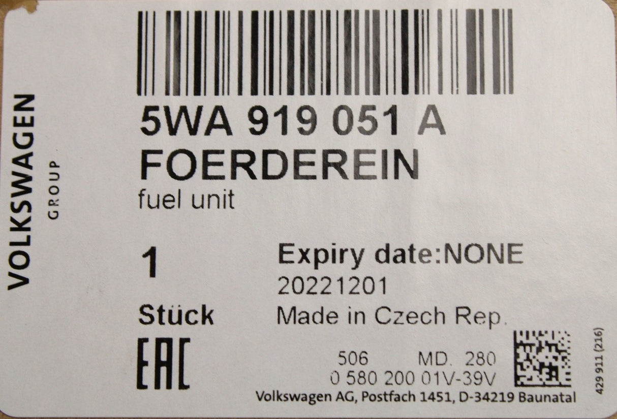 VW Audi A3 Q2 Skoda SEAT Leon 15-on fuel pump sender (petrol) 5WA919051A