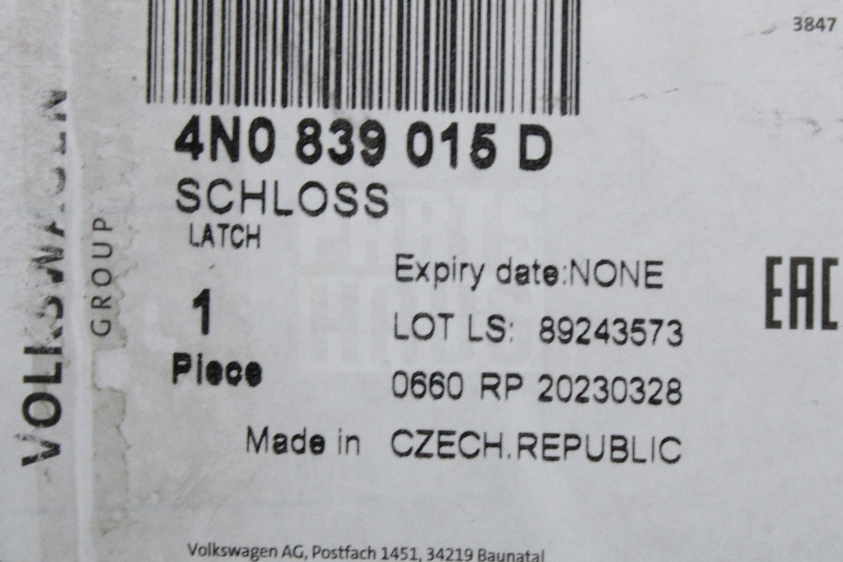 Audi A8 S8 2018-on rear door lock mechanism (left) 4N0839015D