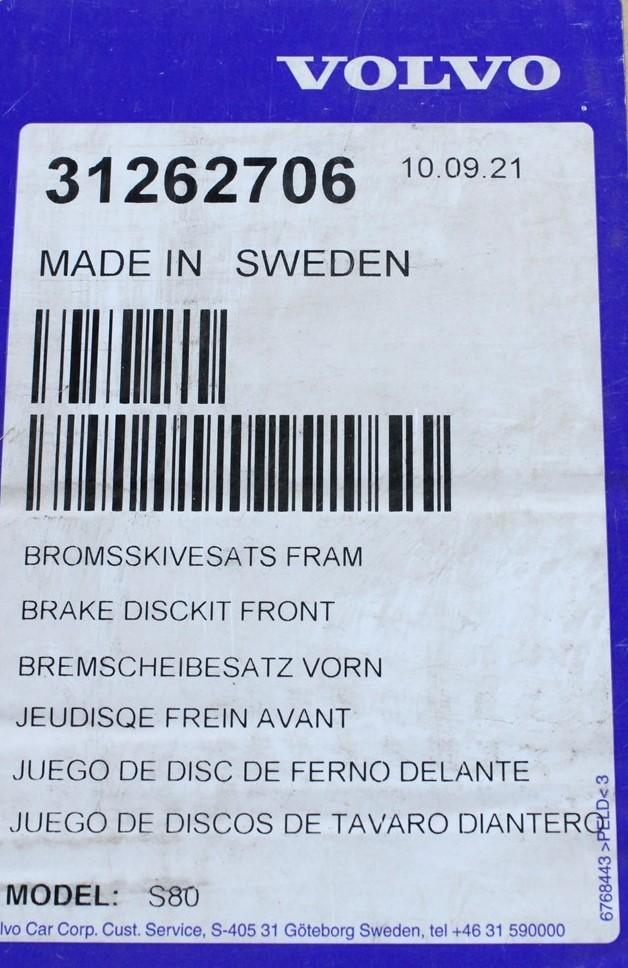 Volvo S80 V70 S60 front brake discs (x2) 31262706