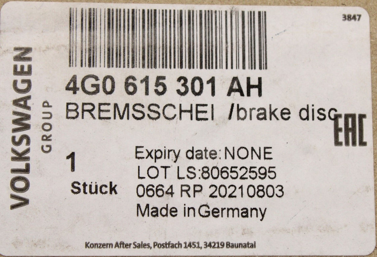 Audi RS6 13-18 RS7 14-18 wavy front brake disc 390mm (x1) 4G0615301AH