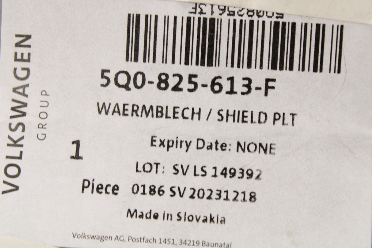VW Golf R T-Roc Arteon Audi S3 RS3 Q2 prop shaft heat shield 5Q0825613F