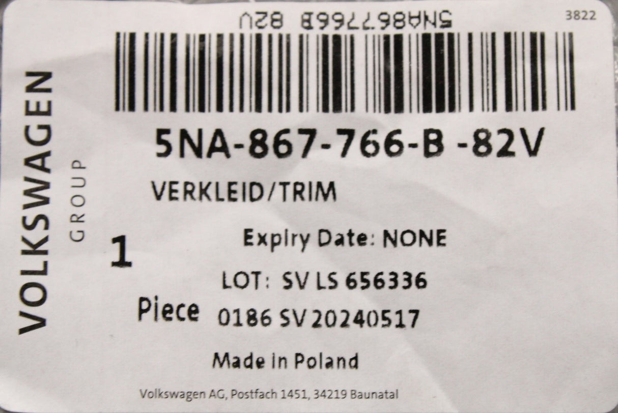 VW Tiguan 2016-on lower c-pillar interior trim (right) 5NA867766B 82V