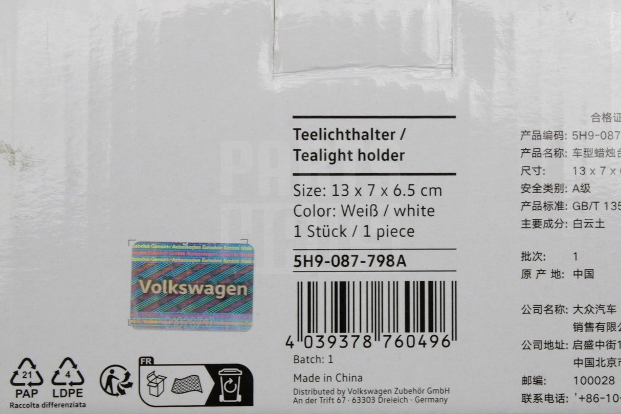 VW T1 camper porcelain tealight holder in white 5H9087798A