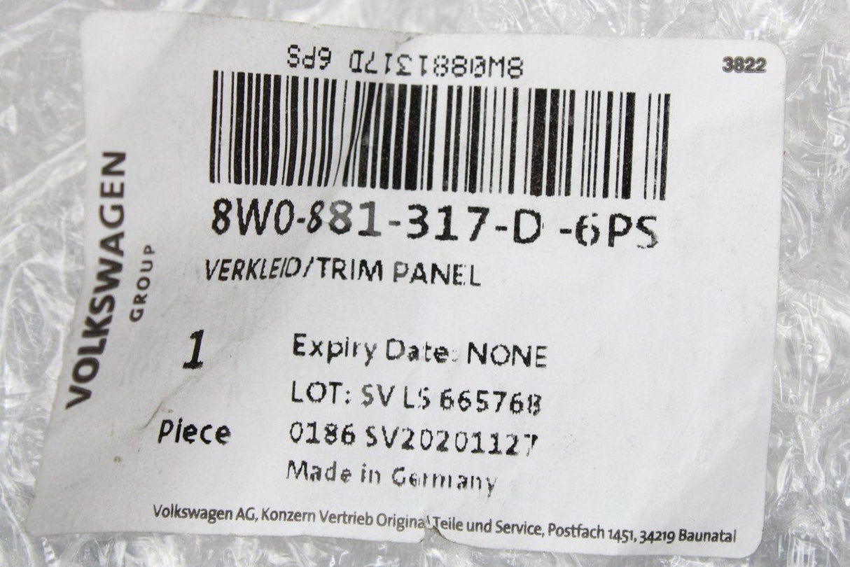 Audi TT TTS 15-21 right front seat backrest trim (left) 8W0881317D 6PS
