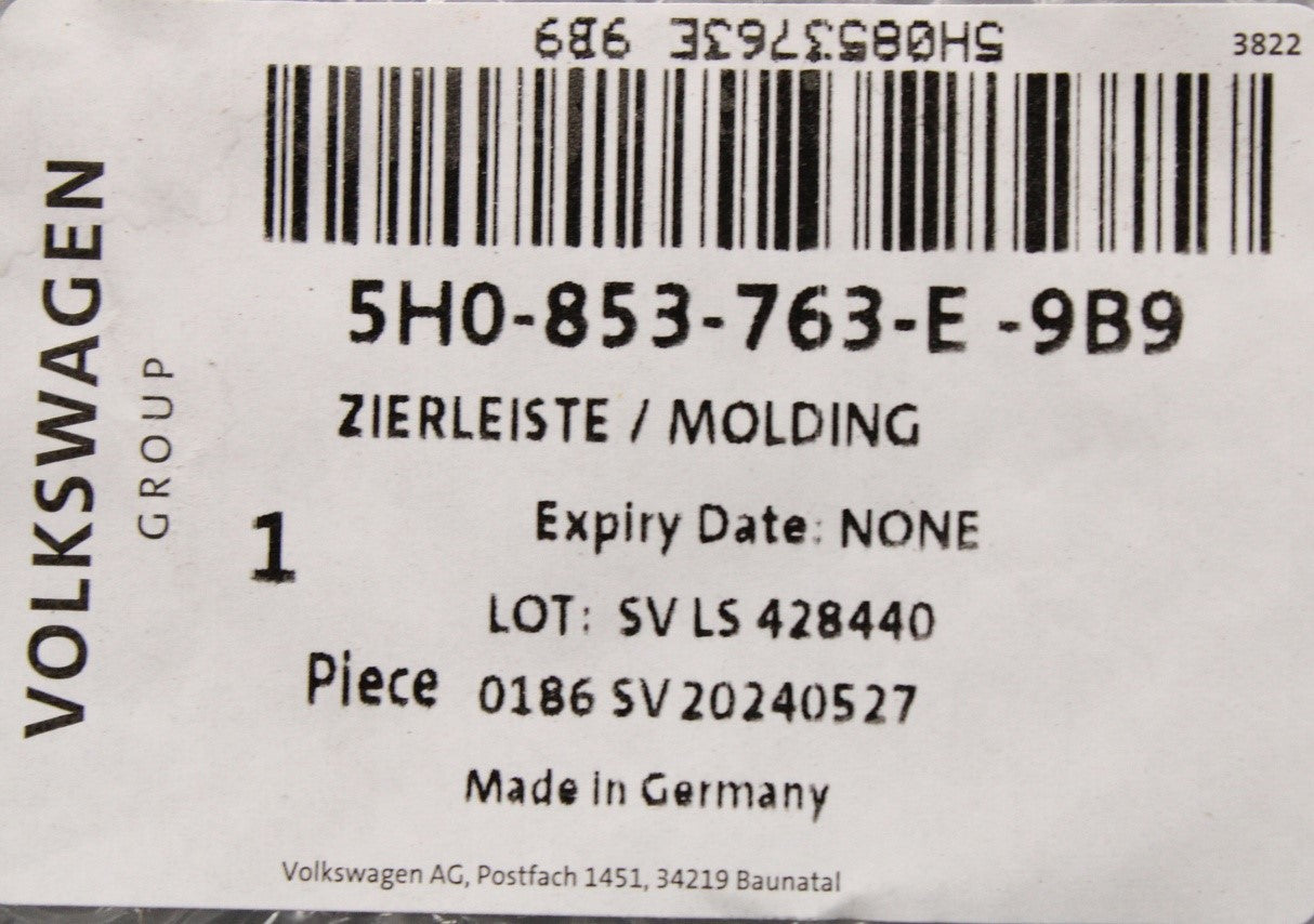 VW Golf MK8 2020-on front bumper grille trim (left) 5H0853763E 9B9