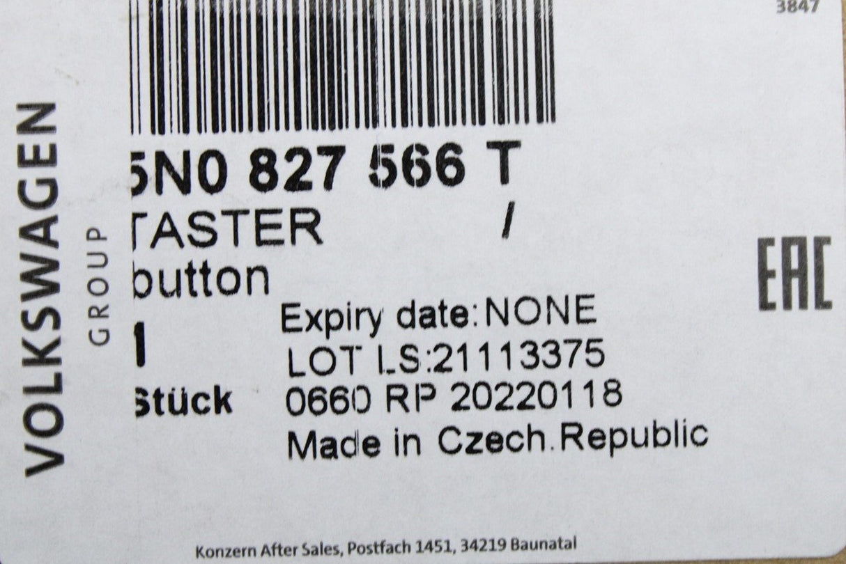 VW Audi Skoda SEAT Rear boot lid button release switch 5N0827566T
