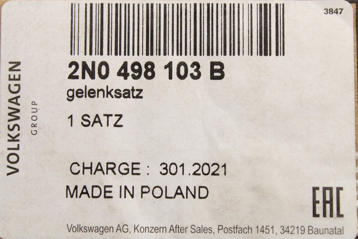 VW Crafter 2017-on inner driveshaft CV joint (left) 2N0498103B